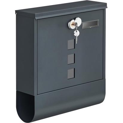 SONGMICS Cutie postala de exterior, pentru gard sau perete, din otel zincat, cu incuietoare, 31x10x34cm, gri Household NewTrend