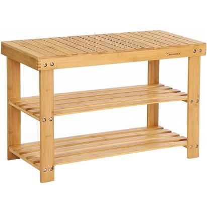 SONGMICS Raft de depozitare din bambus, cu 3 niveluri, 28x70x45cm, maro Household NewTrend