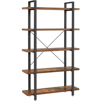 VASAGLE Biblioteca cu 5 rafturi, cadru din otel si rafturi din PAL, 105x34x178cm, maro rustic si negru Household NewTrend