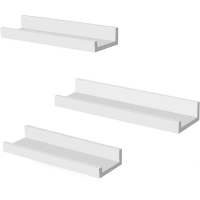 SONGMICS Set 3 rafturi de perete plutitoare din MDF, suport pentru rame foto, 38x10cm, alb Household NewTrend