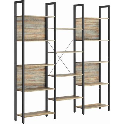 VASAGLE Biblioteca cu 14 rafturi din lemn, cadru metalic, 24x158x166cm, stil industrial, stejar si negru Household NewTrend