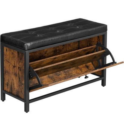 VASAGLE Banca cu organizator pantofi, cu clapeta, 30x80x51cm, industrial vintage, maro cu negru Household NewTrend
