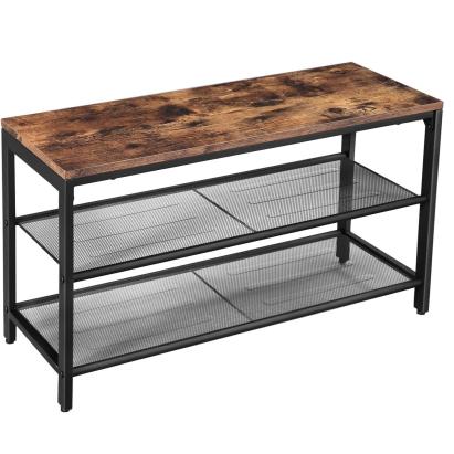 VASAGLE Raft pentru pantofi, cu 2 nivele, metal, 80x30x44cm, stil industrial, maro rustic si negru Household NewTrend