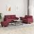 Set canapea cu perne, 3 piese, roșu vin, material textil GartenMobel Dekor