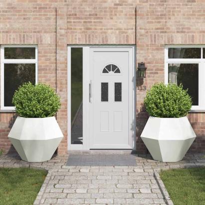 Jardinieră 2 pcs Alb 100 x 100 x 80 cm Oțel GartenMobel Dekor