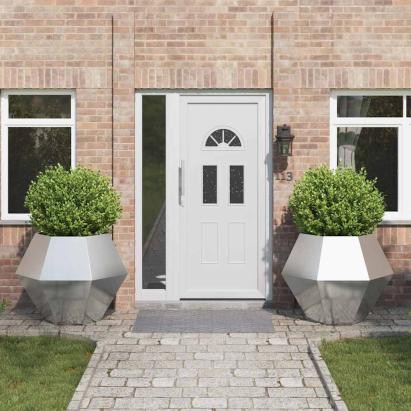 Jardinieră 2 pcs Argintiu 100 x 100 x 80 cm Oţel inoxidabil GartenMobel Dekor