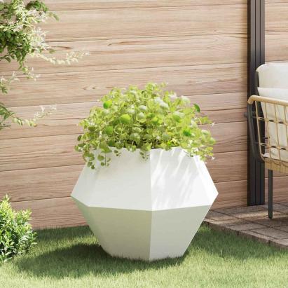 Jardinieră Alb 75 x 75 x 60 cm Oțel GartenMobel Dekor