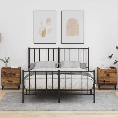 Dulap de noapte cu sertar 2 pcs Lemn vechi 40 x 35 x 47,5 cm GartenMobel Dekor