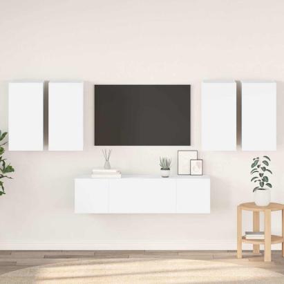 Set dulapuri TV, 6 piese, alb, lemn prelucrat GartenMobel Dekor