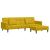 Canapea extensibilă cu taburet, 2 locuri, galben, catifea GartenMobel Dekor