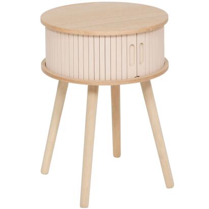 Noptiera rotunda Atmosphera Nysos cu 2 usi glisante si raft interior, 40x54 cm, crem natur Household NewTrend