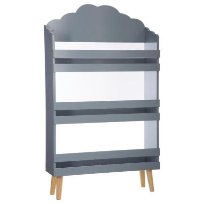 Biblioteca copii Atmosphera Nuage din MDF cu 3 rafturi si picioare din lemn, 58x100 cm, gri Household NewTrend