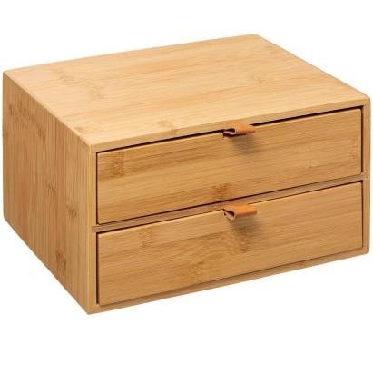 Cutie depozitare 5Five cu 2 sertare, bambus, 25x20x14 cm, natur Household NewTrend