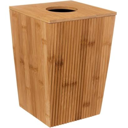 Cos gunoi 5Five Terre Inconnue cu capac, bambus, 6 litri, 20x20x26 cm, natur Household NewTrend