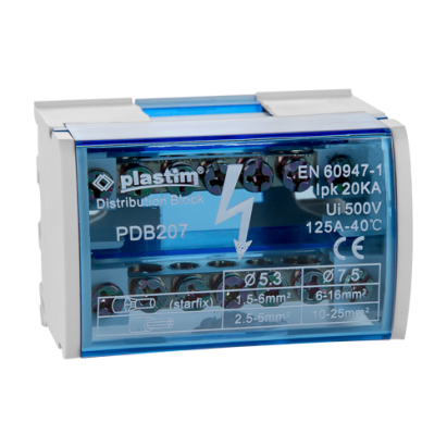 Bloc de distributie electrica, 2x7 poli, 125A - Plastim PDB207 SafetyGuard Surveillance