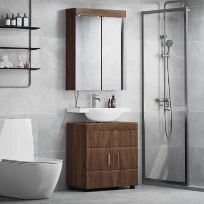 Set de mobilier pentru baie TULUM Stejar închis Lemn compozit GartenMobel Dekor