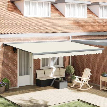 Cortina Retractabilă Crem și Gri 400 × 300 cm Pânză și Aluminiu GartenMobel Dekor
