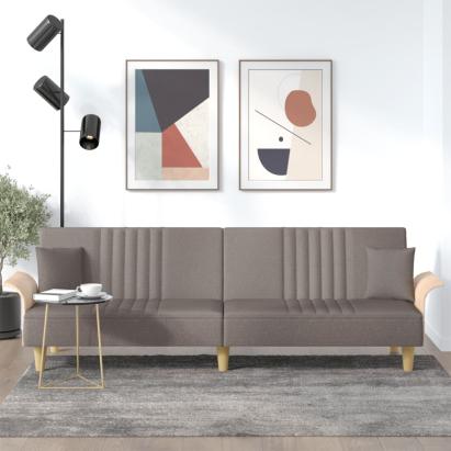 Canapea extensibilă cu cotiere, gri taupe, textil GartenMobel Dekor