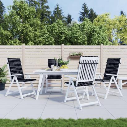 Perne de scaun spătar înalt 4 buc. negru model carouri textil GartenMobel Dekor