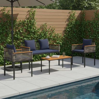 Set de Mobilier pentru Exterior 4 pcs Gri și albastru marin GartenMobel Dekor
