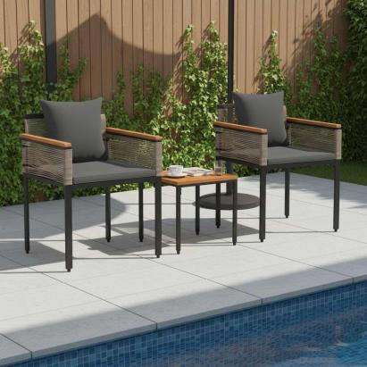 Set de Mobilier pentru Exterior 3 pcs Gri și gri închis GartenMobel Dekor