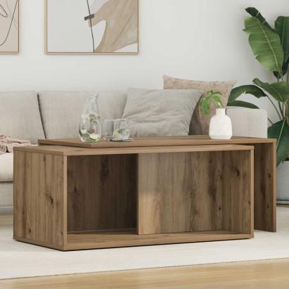 Set de măsuțe de cafea 2 pcs Stejar Artizanal Lemn compozit GartenMobel Dekor