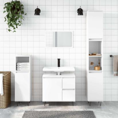 Dulap de baie, alb extralucios, 65x33x60 cm, lemn prelucrat GartenMobel Dekor