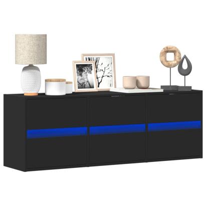 Dulap TV de perete cu lumini LED negru 130x31x45 cm GartenMobel Dekor