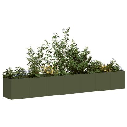 Jardinieră verde măsline 280x40x40 cm oțel laminat la rece GartenMobel Dekor