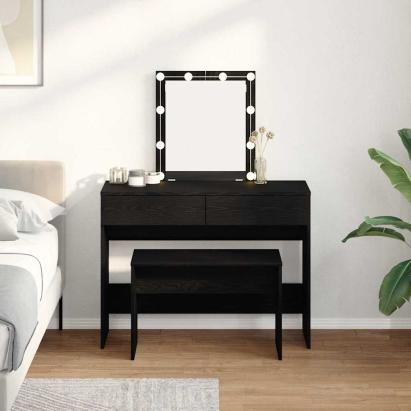 Scaun de toaletă Stejar negru 70 x 35 x 45 cm Lemn compozit GartenMobel Dekor