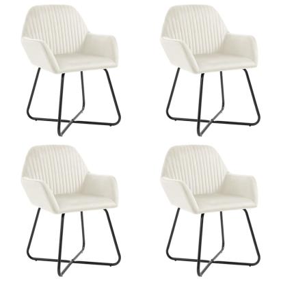 Scaune de bucătărie, 4 buc., crem, catifea GartenMobel Dekor