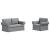 Canapea 2 pcs Gri deschis Metal GartenMobel Dekor