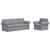 Canapea 2 pcs Gri deschis Metal GartenMobel Dekor
