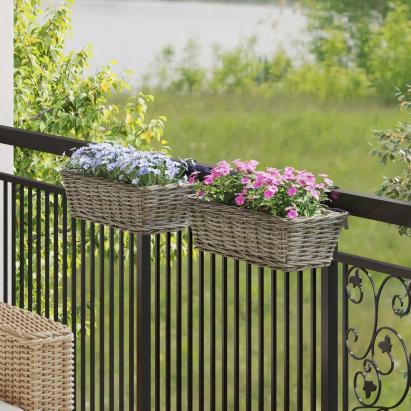 Coș suspendat pentru plante 2 pcs Gri 48 x 22 x 15 cm GartenMobel Dekor