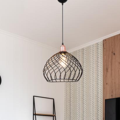 Hängeleuchte Bognor Regis E27 Metall Schwarz / Kupferfarben [lux.pro] HausGarden Leisure