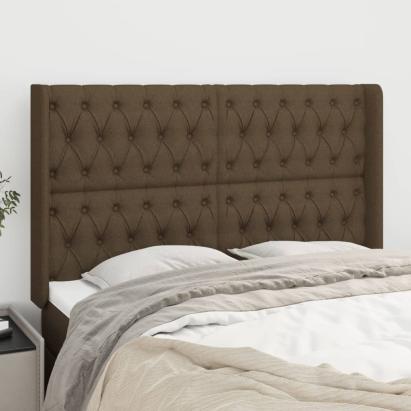 Tăblie de pat cu aripioare maro închis 147x16x118/128 cm textil GartenMobel Dekor