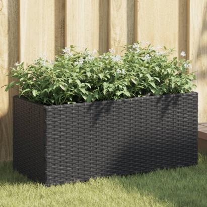 Jardinieră grădină cu 2 ghivece, negru, 72x30x32 cm poliratan GartenMobel Dekor