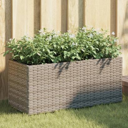 Jardinieră de grădină cu 2 ghivece gri 72x30x32 cm poliratan GartenMobel Dekor
