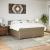 Pat box spring cu saltea, cappuccino, 180x200cm piele ecologică GartenMobel Dekor