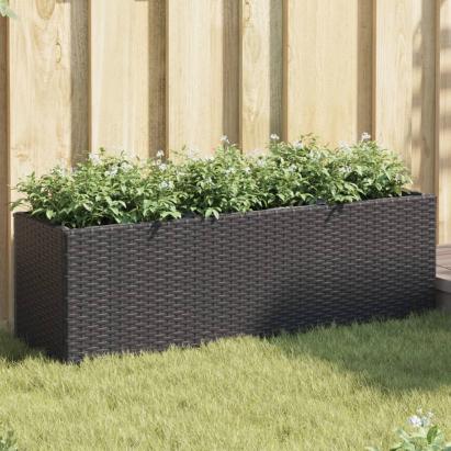 Jardinieră grădină cu 3 ghivece, negru, 105x30x32 cm poliratan GartenMobel Dekor