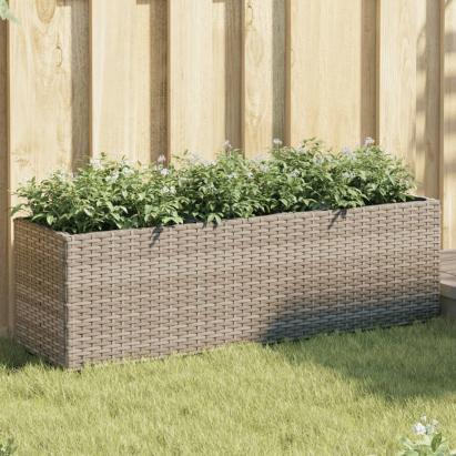 Jardinieră de grădină cu 3 ghivece gri 105x30x32 cm poliratan GartenMobel Dekor