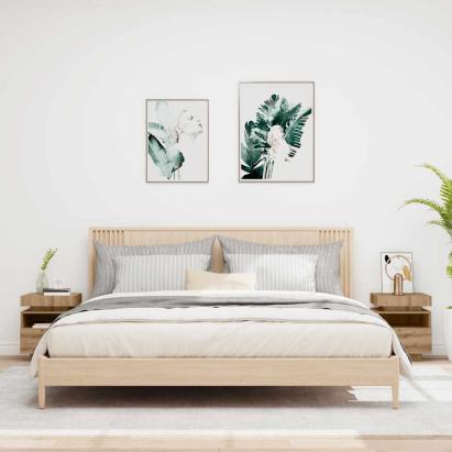 Noptiere cu lumini LED, 2 buc., stejar artizanal, 40x39x48,5 cm GartenMobel Dekor