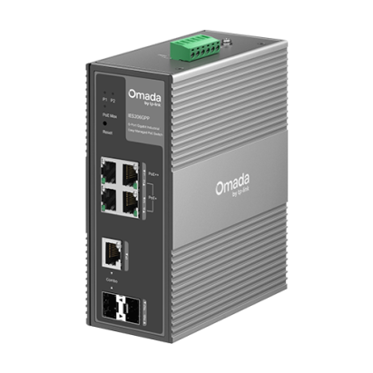 Switch industrial 4 x RJ45 1G PoE+/PoE++, 1 x SFP 1G, 1 x combo SFP/RJ45 1G, Managed - TP-Link Omada IES206GPP SafetyGuard Surveillance