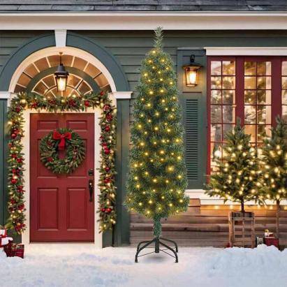 Brad de Crăciun artificial Verde 210 cm PVC și oțel și plastic GartenMobel Dekor