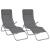 Șezlong pliant, 2 buc. gri textilenă/oțel vopsit electrostatic GartenMobel Dekor