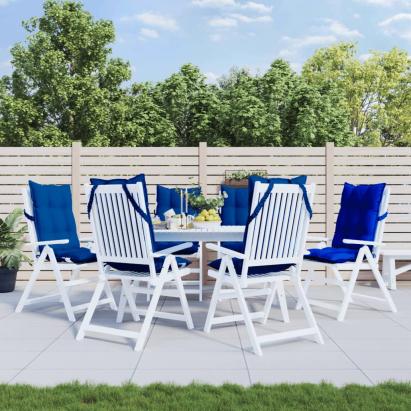 Perne scaun spătar înalt 6 buc albastru regal, țesătură Oxford GartenMobel Dekor