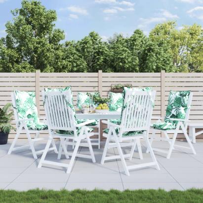 Perne de scaun spătar înalt, 6 buc, model frunze, textil Oxford GartenMobel Dekor