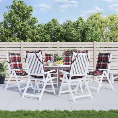 Perne scaun cu spătar înalt, 6 buc., roșu carouri textil oxford GartenMobel Dekor