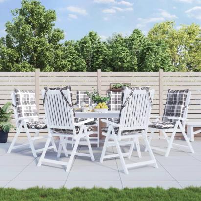 Perne scaun cu spătar înalt, 6 buc., gri, carouri textil oxford GartenMobel Dekor