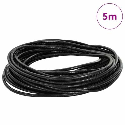 Cord din Piele Negru Ø2,5 mm x 5 m Piele GartenMobel Dekor